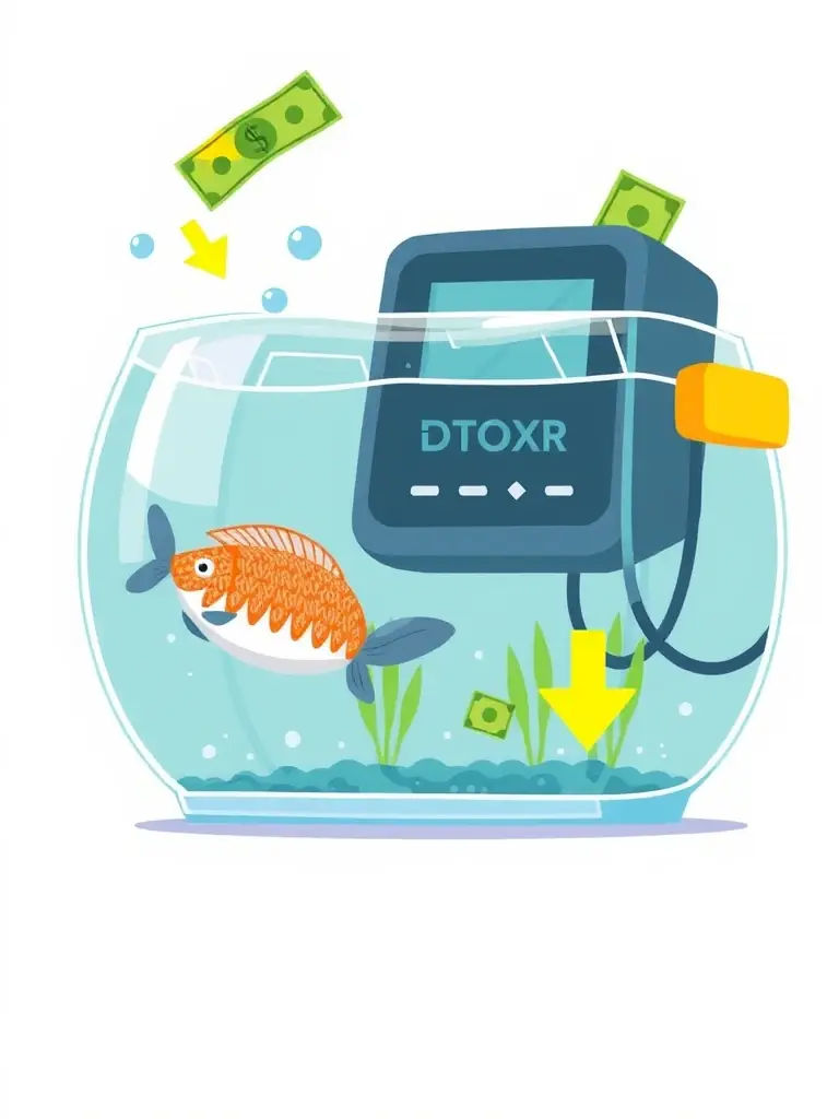 A visual representation of the cost savings achieved by using DTOXR, highlighting reduced electricity bills and water consumption.